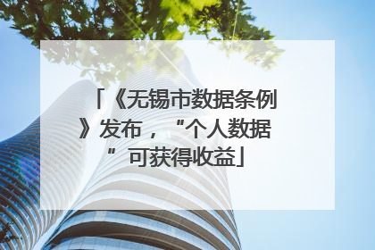 《无锡市数据条例》发布，“个人数据”可获得收益