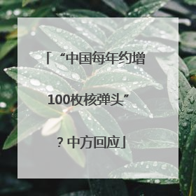 “中国每年约增100枚核弹头”？中方回应