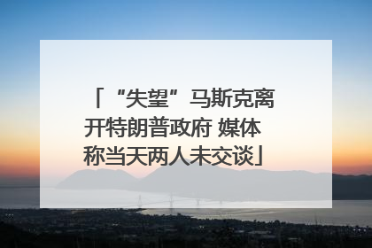 “失望”马斯克离开特朗普政府 媒体称当天两人未交谈