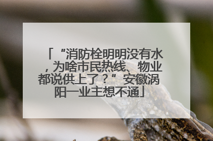 “消防栓明明没有水，为啥市民热线、物业都说供上了？”安徽涡阳一业主想不通