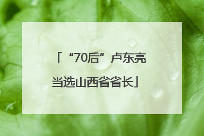 “70后”卢东亮当选山西省省长