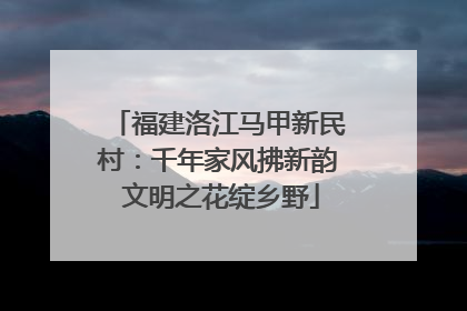 福建洛江马甲新民村：千年家风拂新韵 文明之花绽乡野