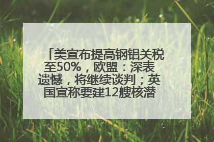 美宣布提高钢铝关税至50%，欧盟：深表遗憾，将继续谈判；英国宣称要建12艘核潜艇；马斯克最新发声：不想为美政府所做的一切承担责任丨早报