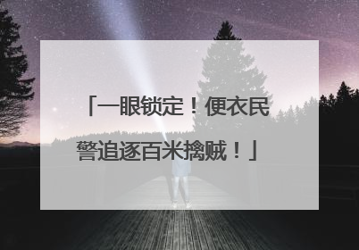 一眼锁定！便衣民警追逐百米擒贼！