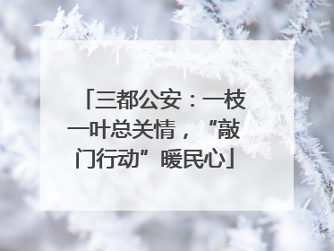 三都公安：一枝一叶总关情，“敲门行动”暖民心