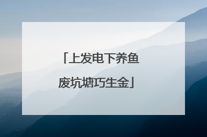 上发电下养鱼 废坑塘巧生金