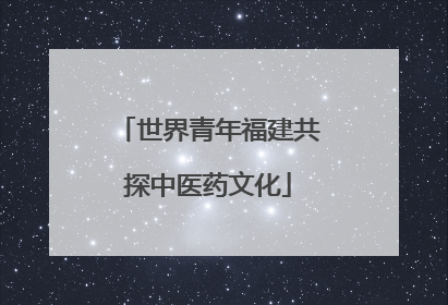 世界青年福建共探中医药文化