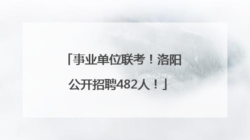 事业单位联考！洛阳公开招聘482人！