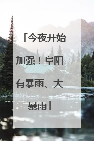 今夜开始加强！阜阳有暴雨、大暴雨