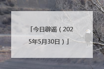 今日辟谣（2025年5月30日）