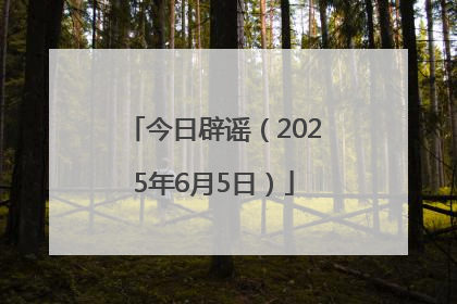今日辟谣（2025年6月5日）
