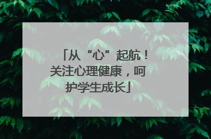 从“心”起航！关注心理健康，呵护学生成长