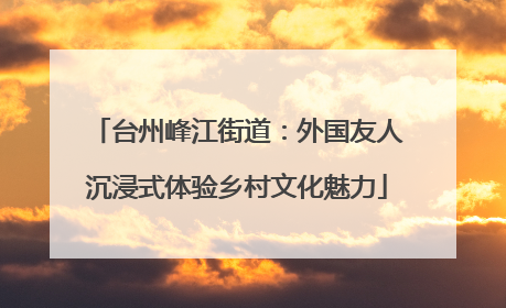 台州峰江街道：外国友人沉浸式体验乡村文化魅力