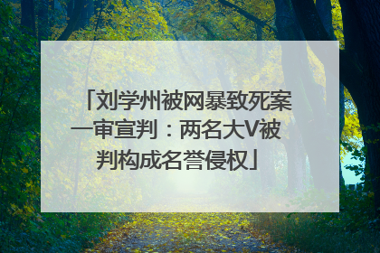 刘学州被网暴致死案一审宣判：两名大V被判构成名誉侵权
