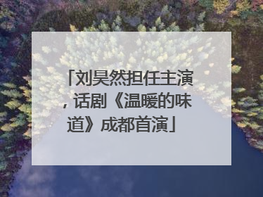 刘昊然担任主演，话剧《温暖的味道》成都首演
