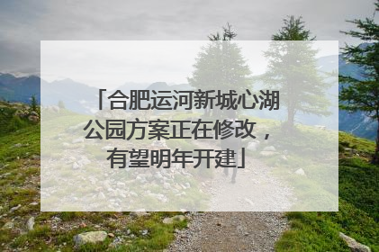 合肥运河新城心湖公园方案正在修改，有望明年开建