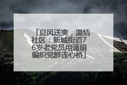 夏风送爽，温情社区：新城街道76岁老党员用蒲扇编织党群连心桥