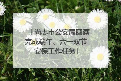 尚志市公安局圆满完成端午、六一双节安保工作任务