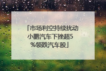 市场利空持续扰动 小鹏汽车下挫超5%领跌汽车股