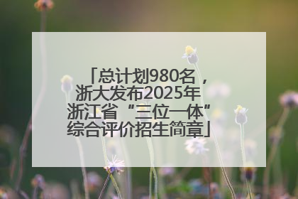 总计划980名，浙大发布2025年浙江省“三位一体”综合评价招生简章