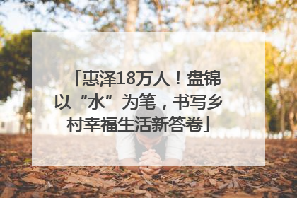 惠泽18万人！盘锦以“水”为笔，书写乡村幸福生活新答卷