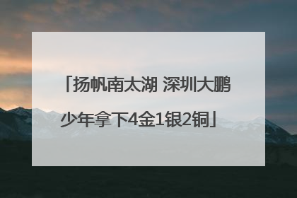 扬帆南太湖 深圳大鹏少年拿下4金1银2铜