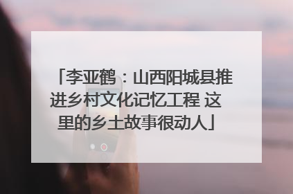 李亚鹤：山西阳城县推进乡村文化记忆工程 这里的乡土故事很动人