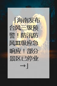 海南发布台风三级预警！防汛防风Ⅲ级应急响应！部分景区已停业→