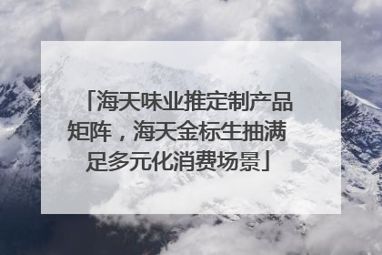 海天味业推定制产品矩阵，海天金标生抽满足多元化消费场景