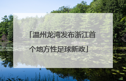 温州龙湾发布浙江首个地方性足球新政