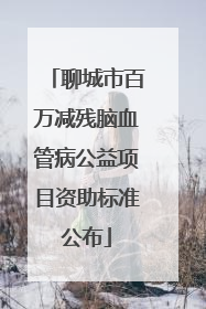 聊城市百万减残脑血管病公益项目资助标准公布