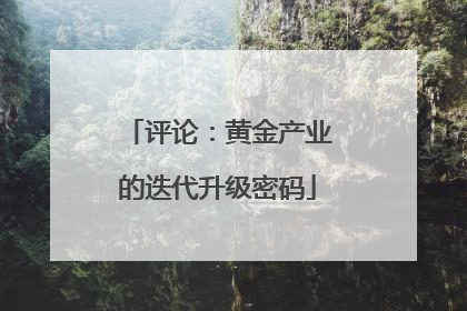 评论：黄金产业的迭代升级密码
