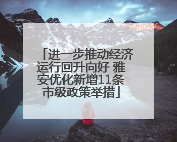 进一步推动经济运行回升向好 雅安优化新增11条市级政策举措