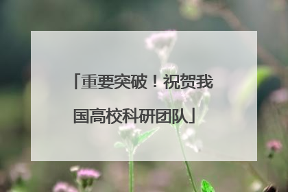 重要突破！祝贺我国高校科研团队