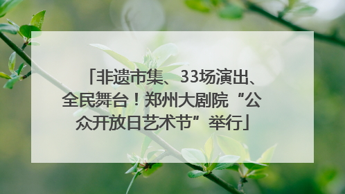 非遗市集、33场演出、全民舞台！郑州大剧院“公众开放日艺术节”举行