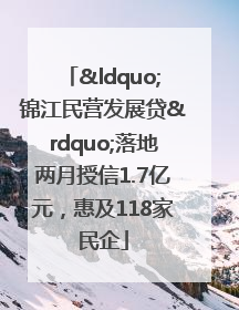 “锦江民营发展贷”落地两月授信1.7亿元，惠及118家民企