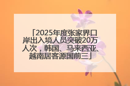 2025年度张家界口岸出入境人员突破20万人次，韩国、马来西亚、越南居客源国前三