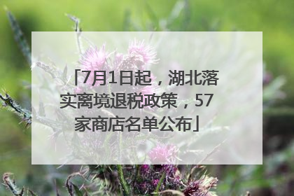 7月1日起，湖北落实离境退税政策，57家商店名单公布